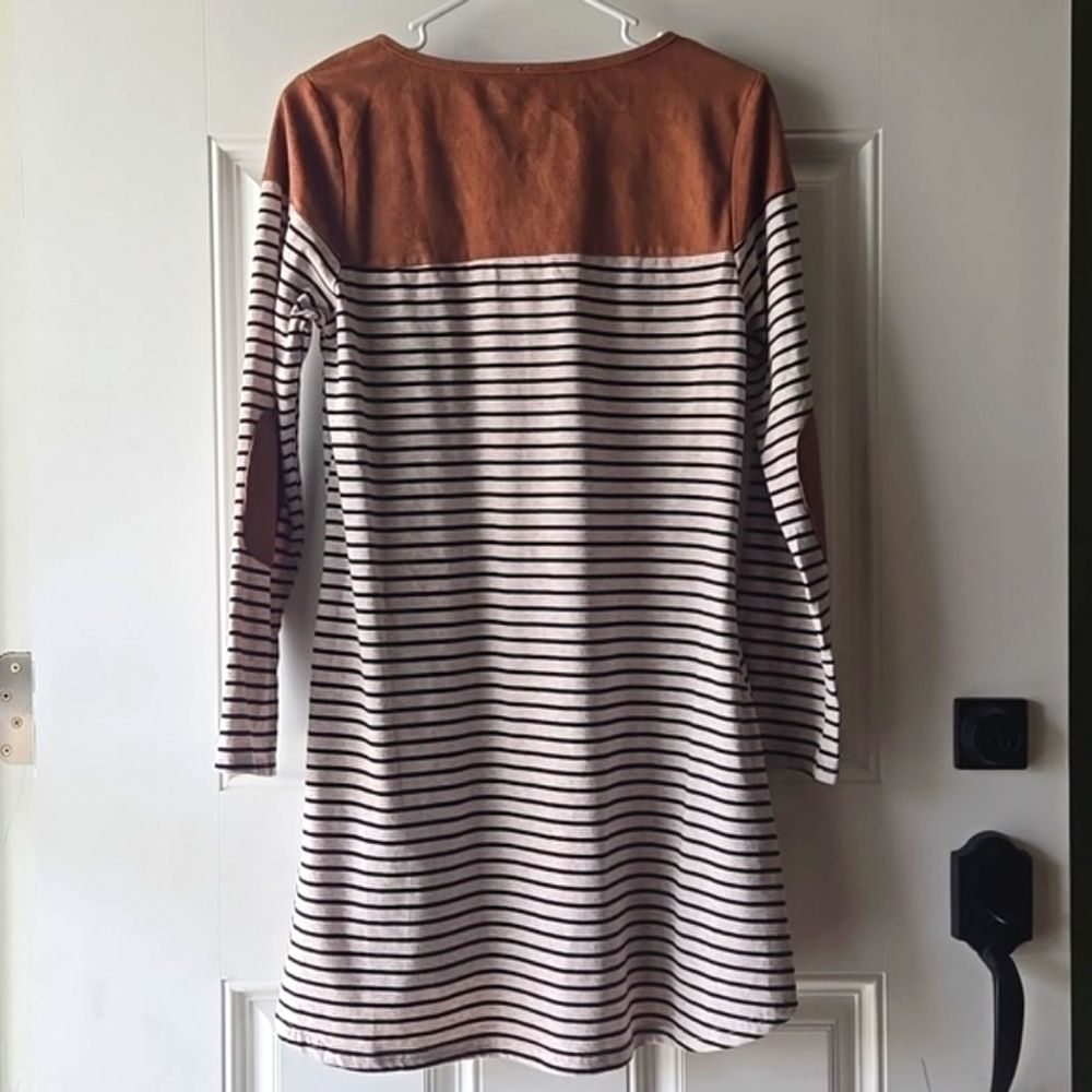 Umgee Long Sleeved Striped Shirt Dress - Picture 7 of 9
